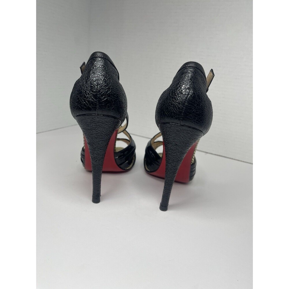 Christian Louboutin Black Leather and Suede Divinoche Peep Toe Pumps Size 39 - Picture 10 of 11